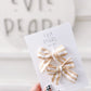 Cream & Yellow Striped Small Pinwheel Pigtail Bow Set: Fall Hair Bows for Girls