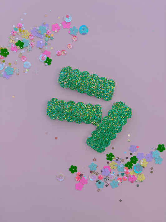 Green Glitter Snap Clip
