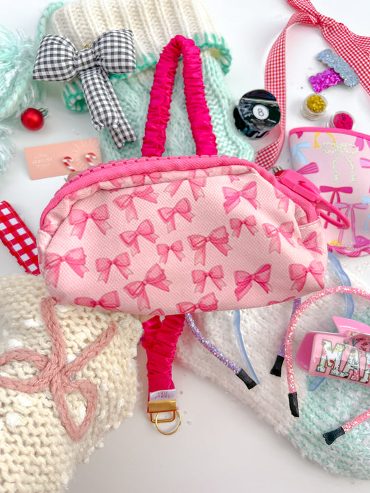 Pink Bow Large Zipper Pouch