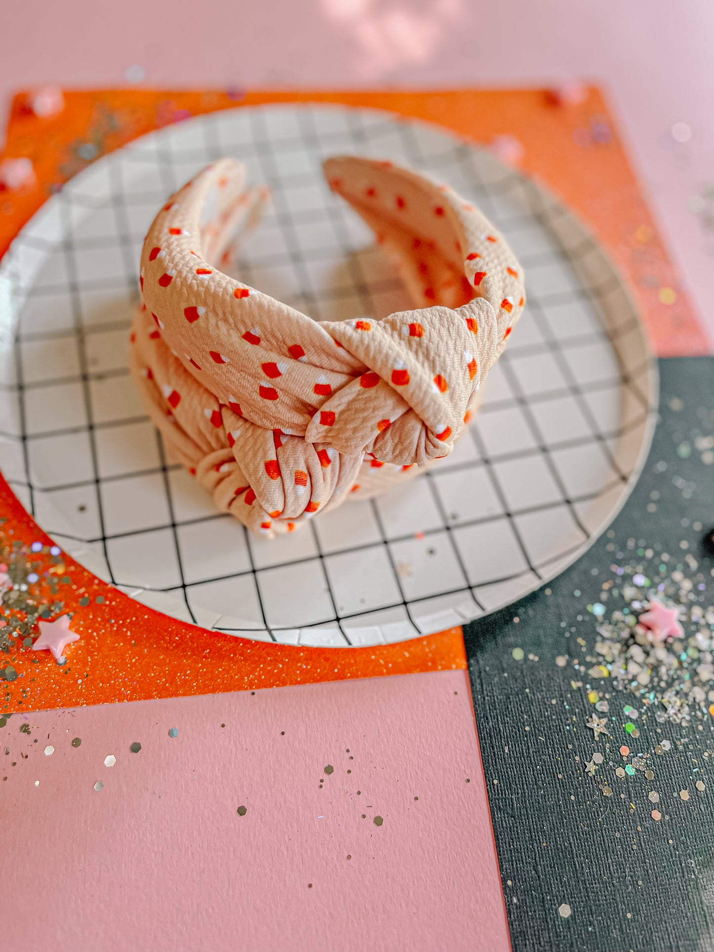 Peachy| Pink Candy Corn Knotted Headband for Girls & Women