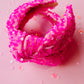 Light Pink with Hot Pink Sequins Knotted Headband for Girls & Women