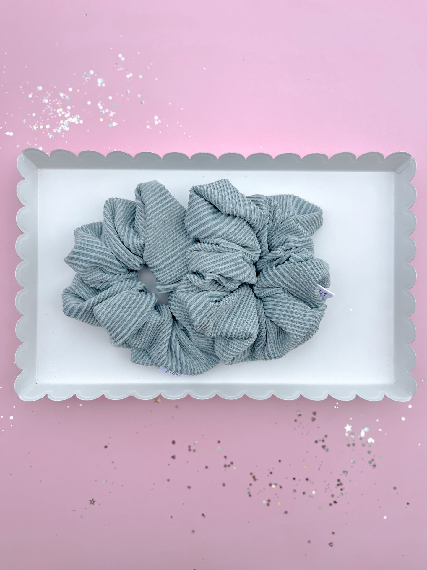 Sage Green Ribbed Oversized Scrunchy