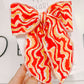 Red Gold White KC ZigZag Print Oversized Bow