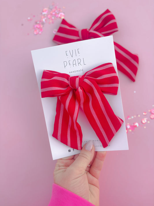 Red & Pink Stripe XL Pinwheel Bow