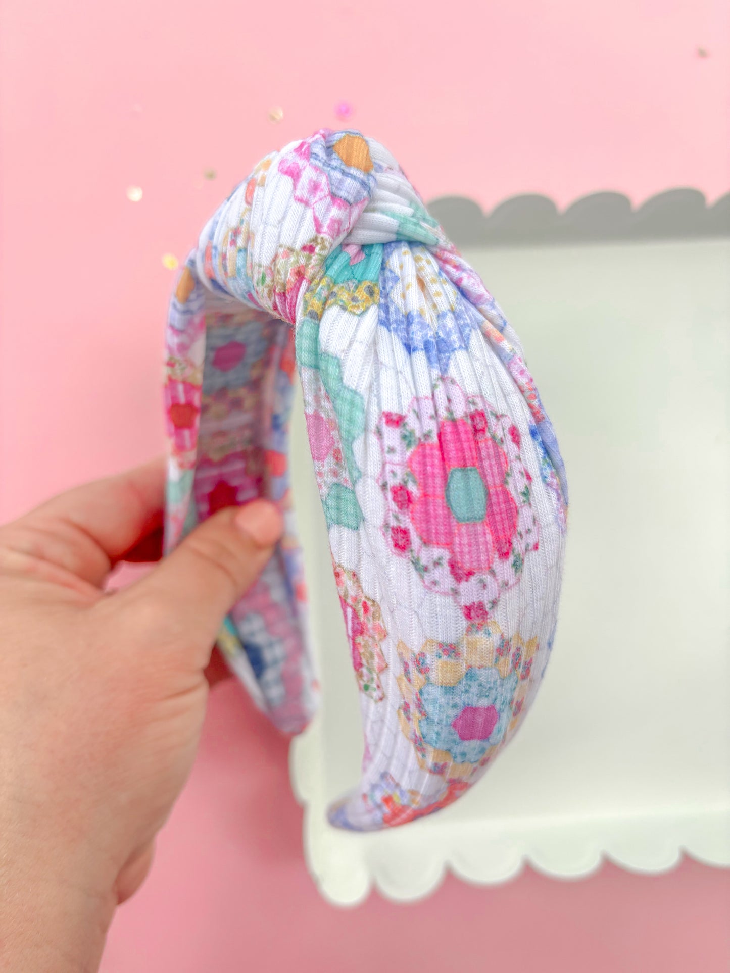 Heirloom Daisy Patchwork Knotted Headband for girls & women