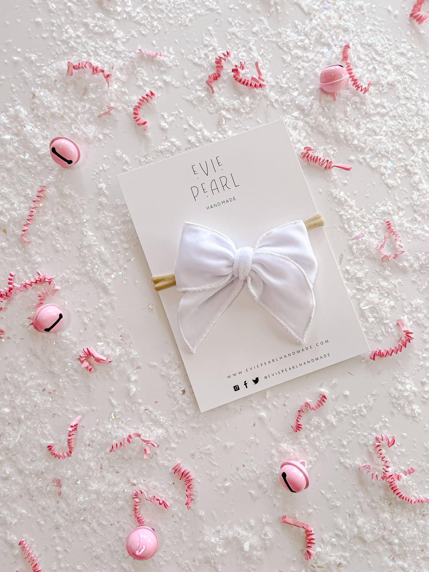 White Velvet Small Bow