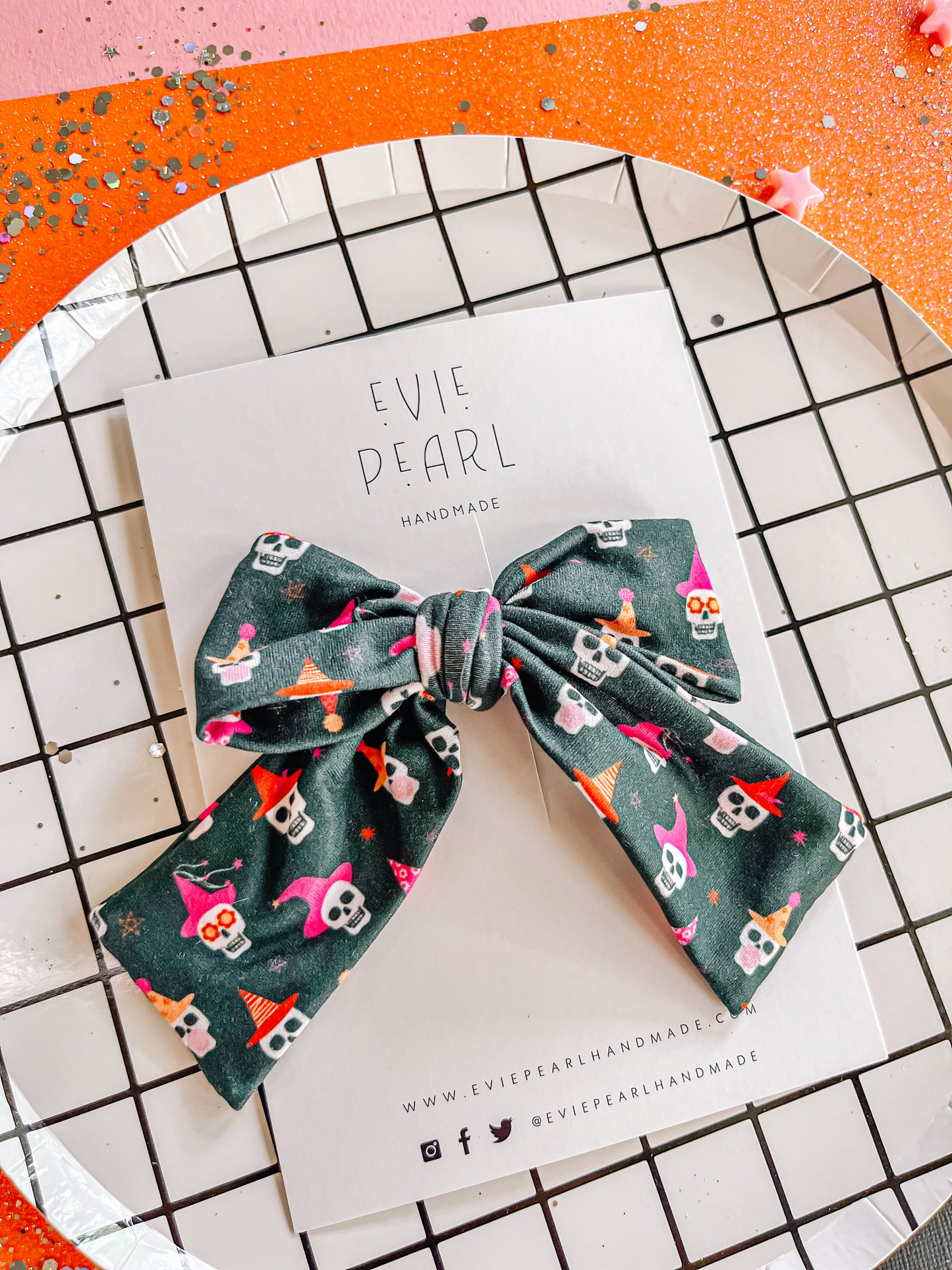 Black| Large Party Skullie Bow