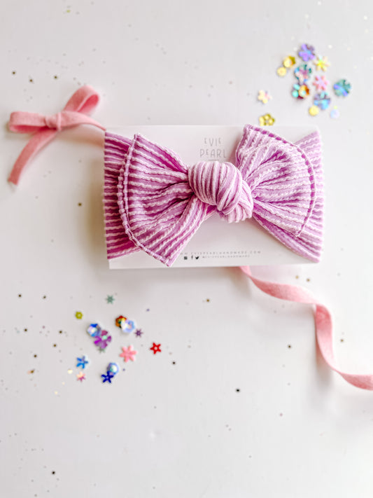 Lilac Ribbed Baby Bow Turban