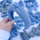 Blue Waffle Knotted Headband for Girls & Women