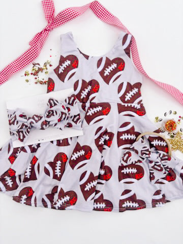 Football Hearts KC Baby Bow Turban
