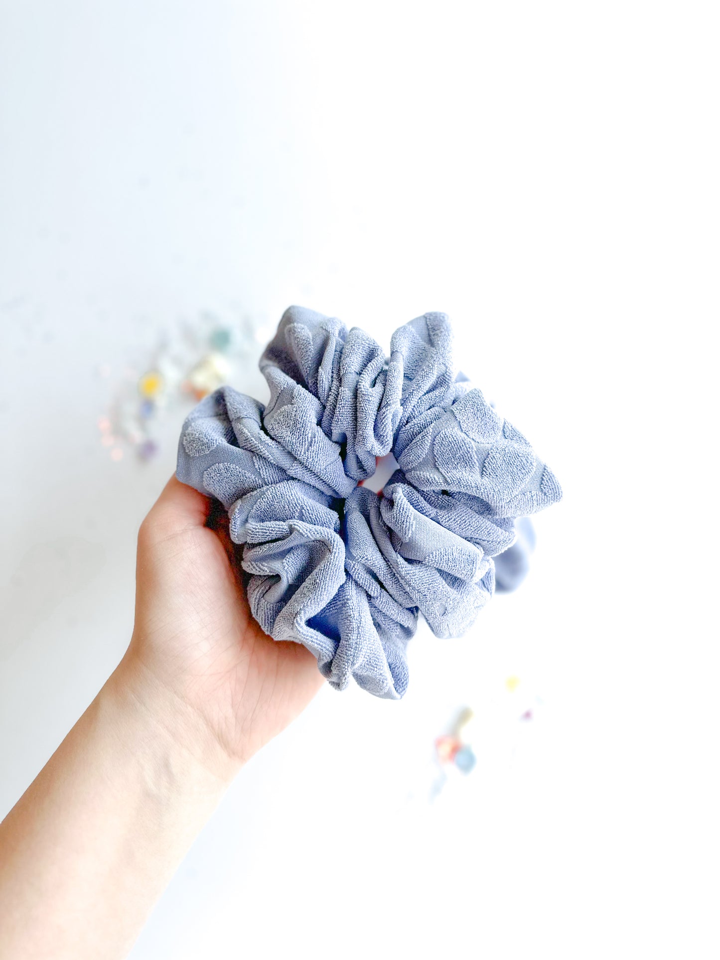Blue Swiss Floral Oversized Scrunchy
