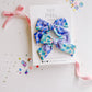 Blue Green Floral Medium Pinwheel Pigtail Set