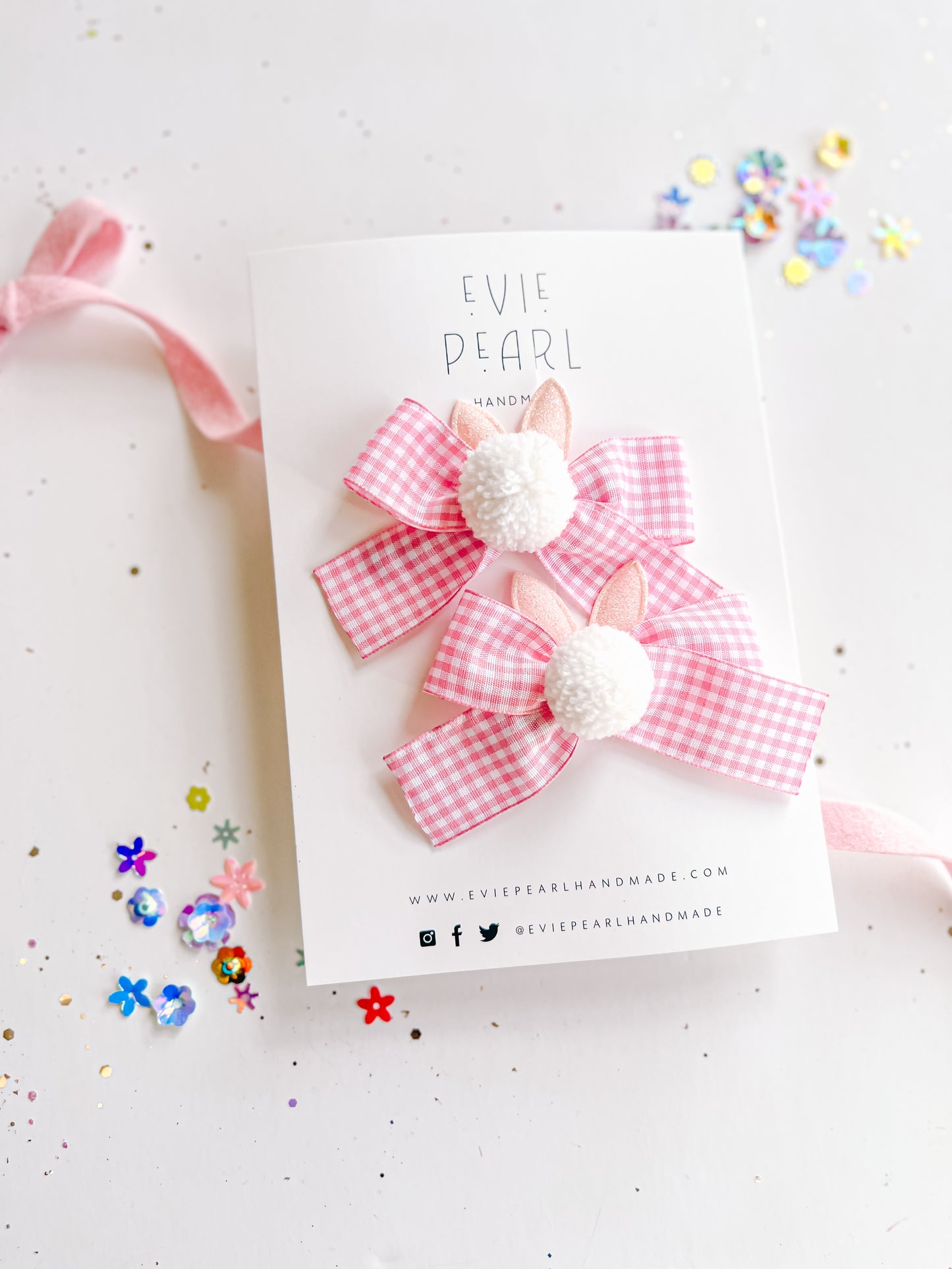 Bunny Gingham Pigtail Set