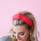 Kasie Red Ribbed Knotted Headband for Girls & Women