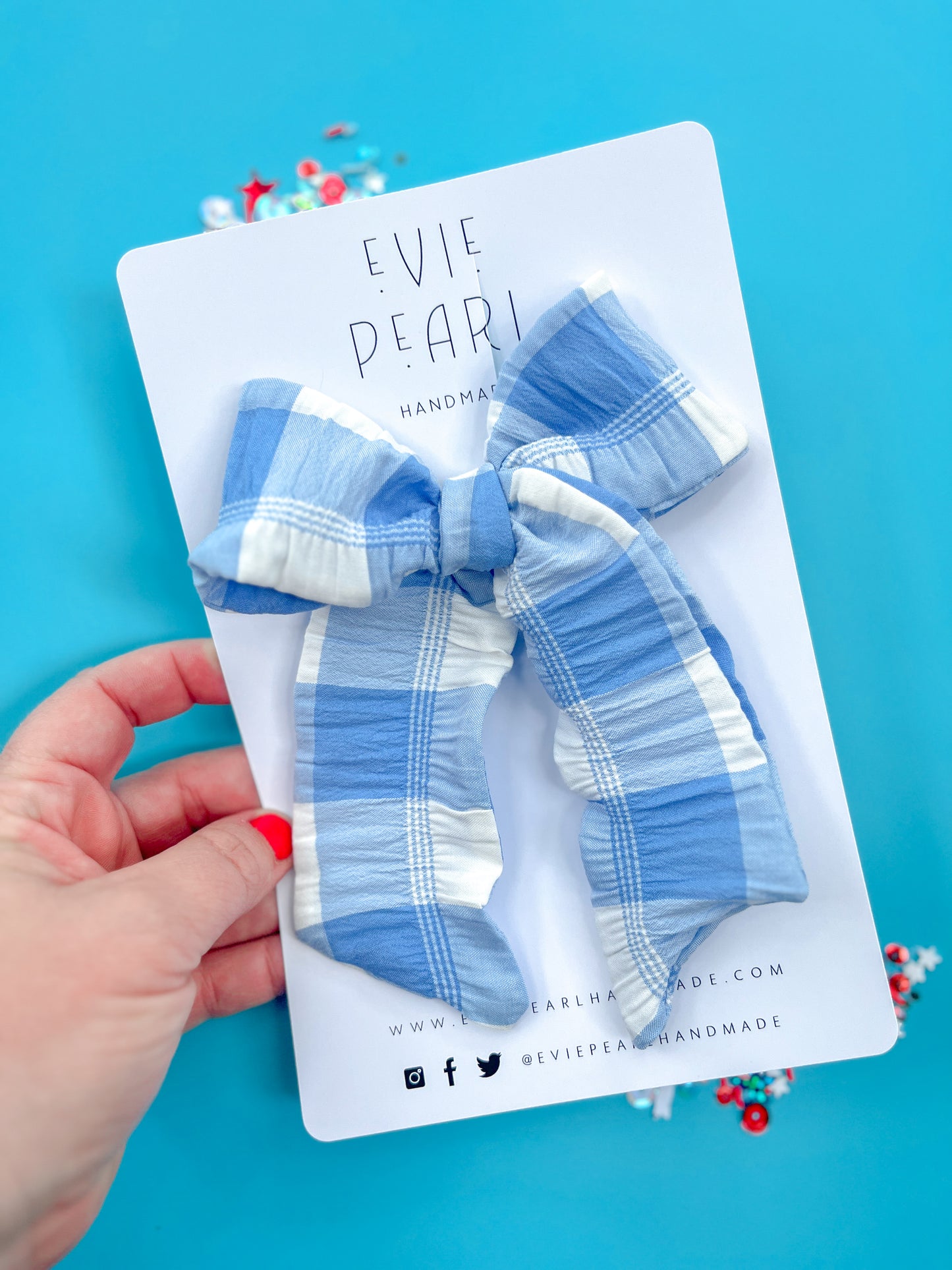Blue Gingham Crinkle XL Pinwheel