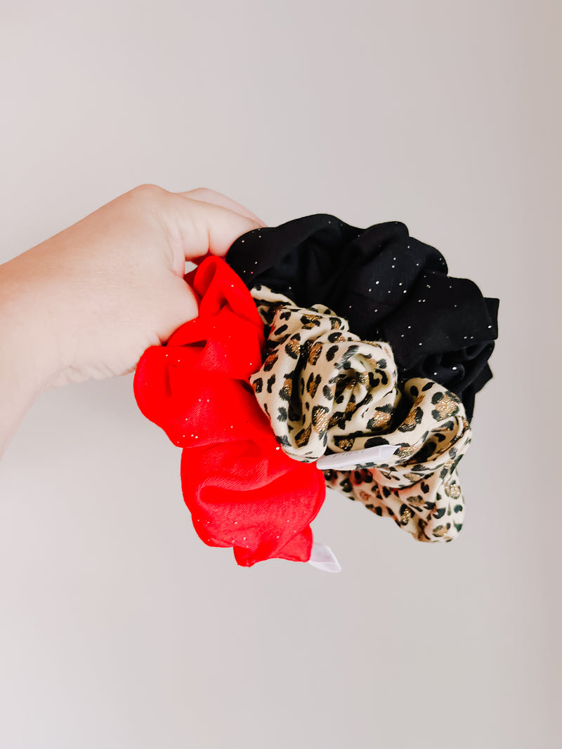 Black Glitter Knit Oversized Scrunchie