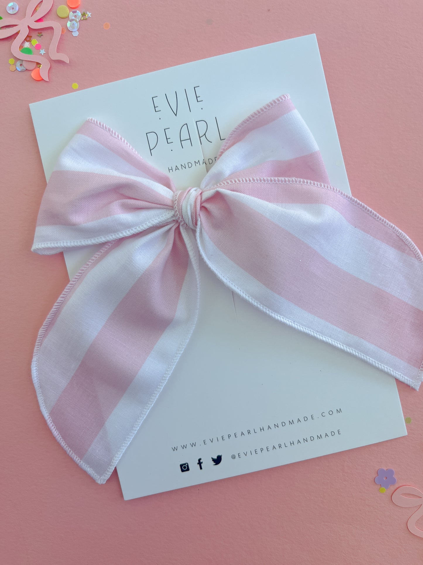 Pink White Stripe Oversized Bow