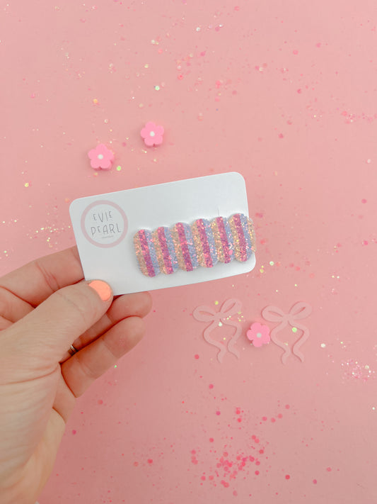 Sorbet Stripes Glitter Snap Clip