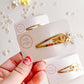 White & Gold Bow Snap Clip