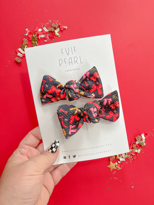 Kansas City Black Bows Knot Bow Pigtail Set