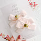Light Pink Velvet Jingle Bell Small Bow Pigtail Set
