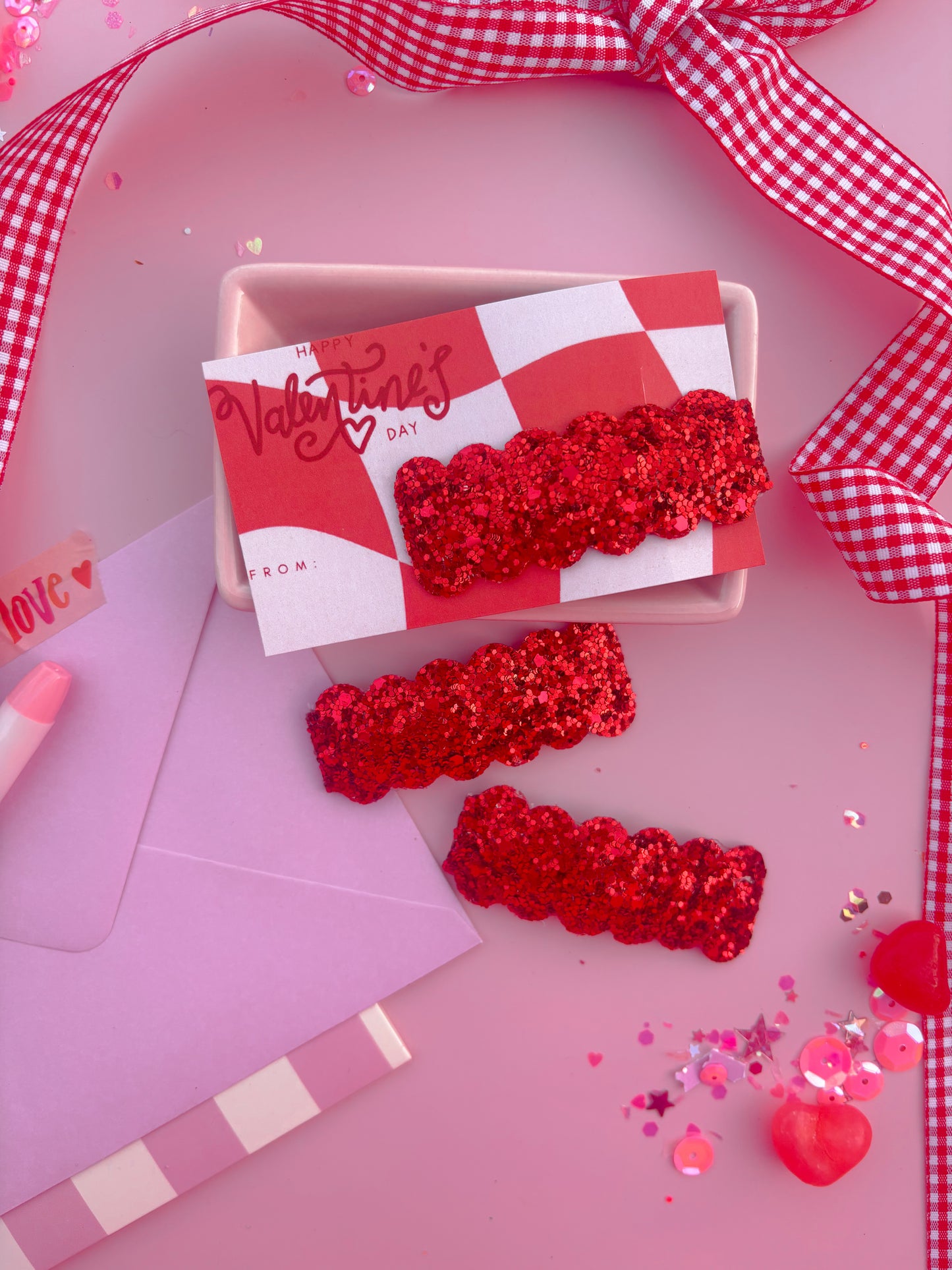 Red Glitter Snap Clip