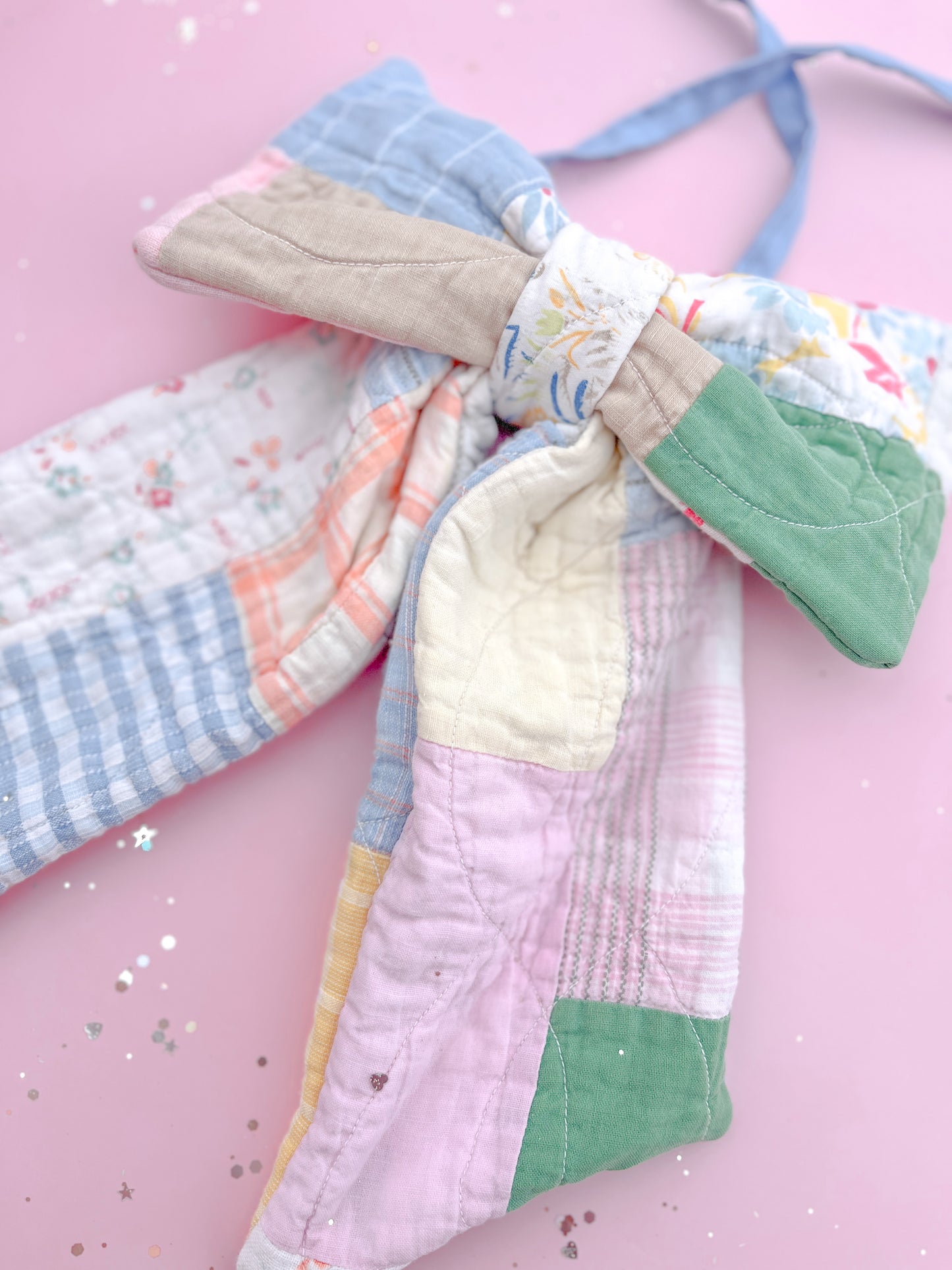 Spring Heirloom Quilted XL Easter Basket Tag Bow