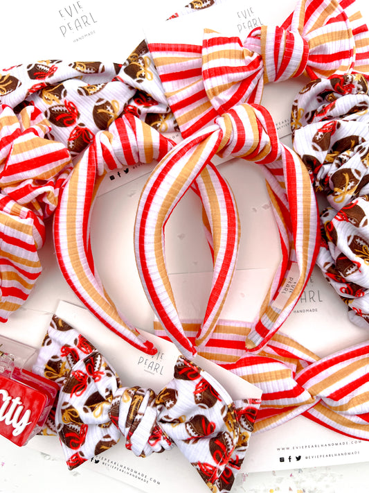 Red & Gold Stripes Knotted Headband