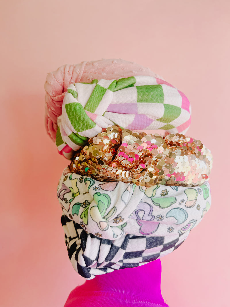 Pink Swiss Dot Knotted Headband for girls & women