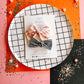 Pink| Orange Star Medium Pinwheel Bow with B&W striped knot bow set