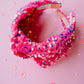 Hot Pink Iridescent Sequin Knotted Headband for Girls & Women