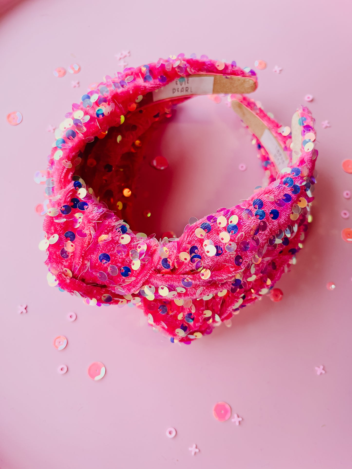 Hot Pink Iridescent Sequin Knotted Headband for Girls & Women