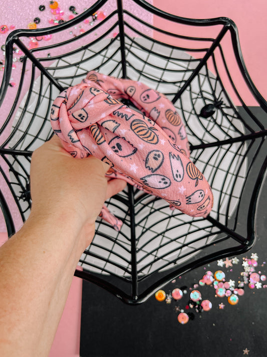 Pink|Ghost Knotted Headband for Girls & Women