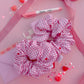 Pink Gingham Red Heart Oversized Scrunchy