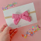 Pink Lace Small Nylon Bow