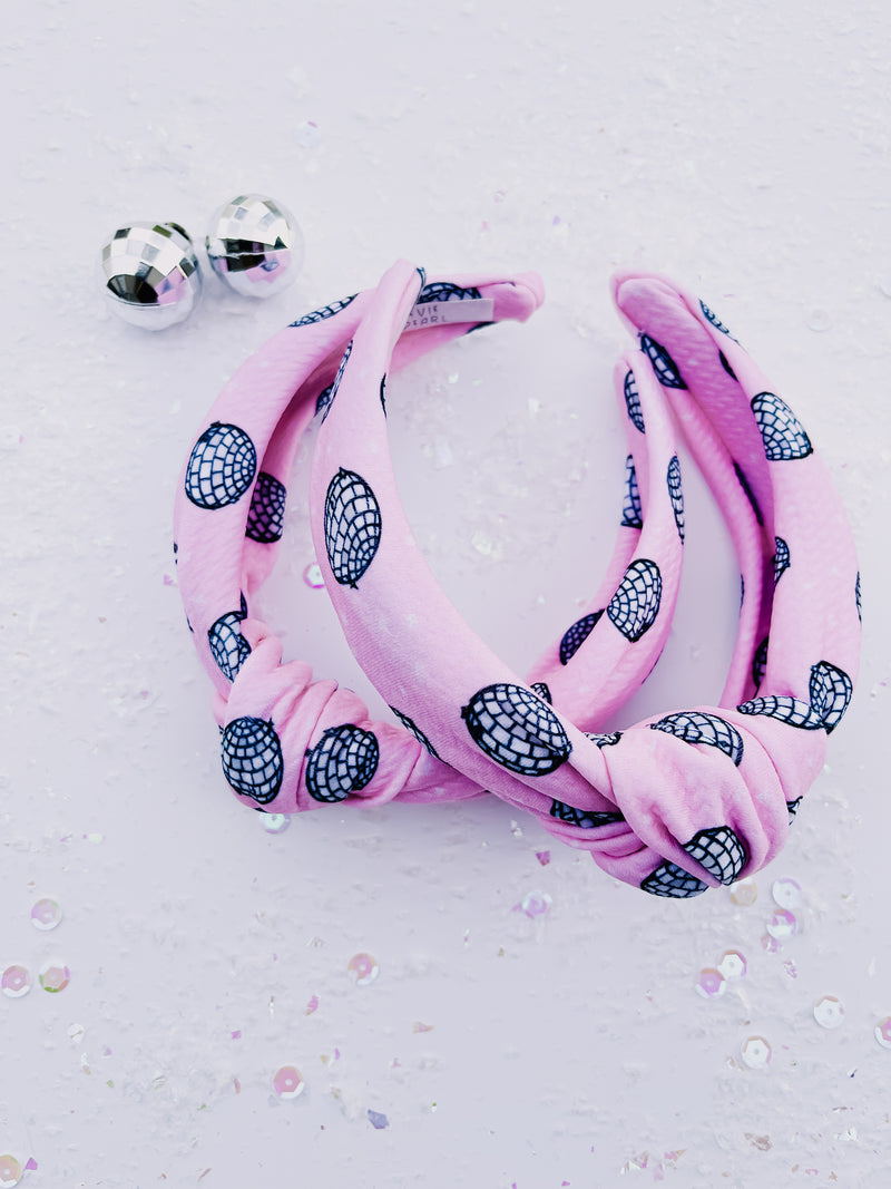 Pink Disco Ball Knotted Headband for Girls & Women