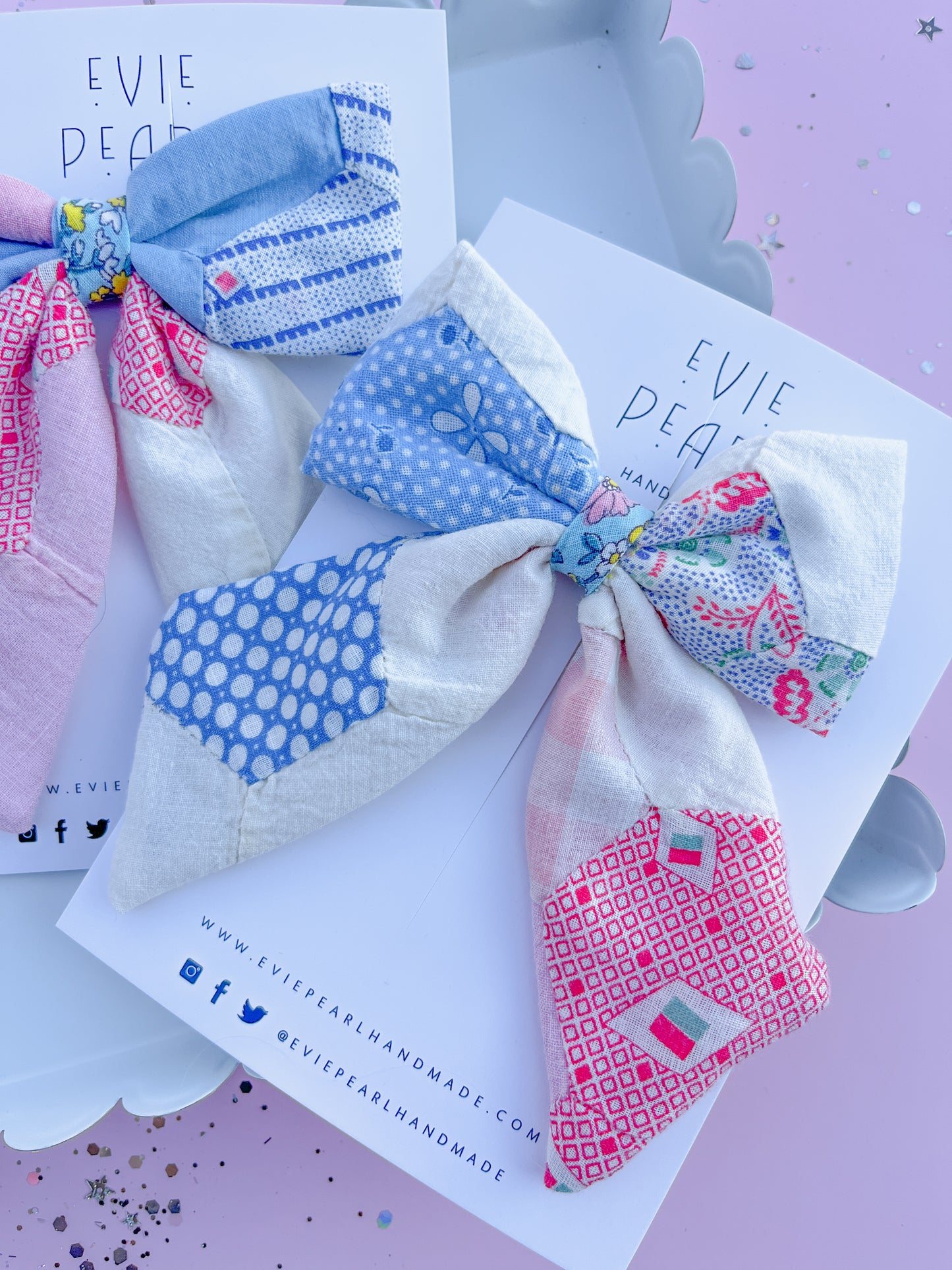 Heirloom Patchwork Quilted Medium Sailor Bow for Girls & Women