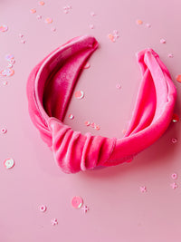 Rosey Pink Velvet Knotted Headband for Girls & Women