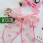 Pink Flocked Coquette oversized lace bow