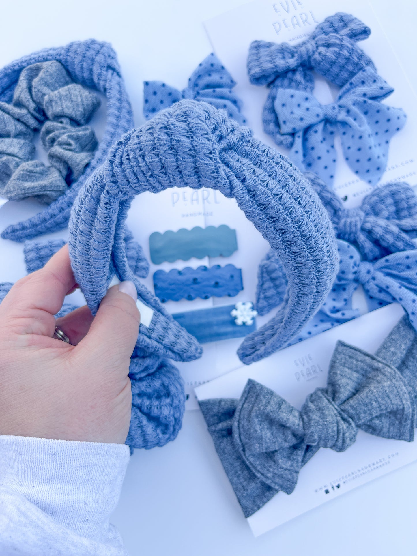 Blue Waffle Knotted Headband for Girls & Women
