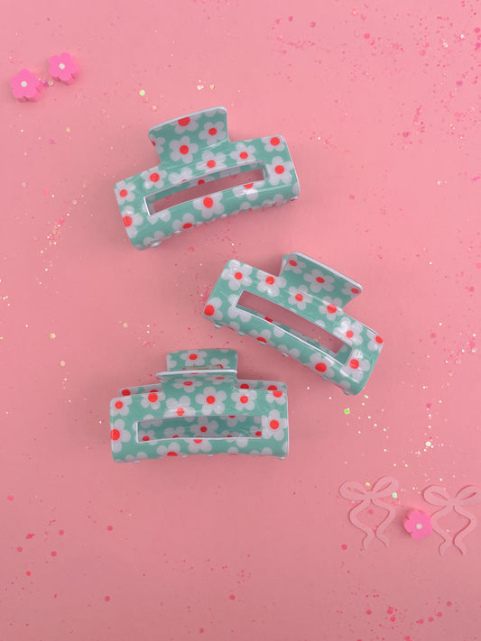 Mint Daisy Claw Clip