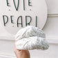 Close-up of soft gray sweatshirt fabric knotted headband – cozy hair accessory for women and girls