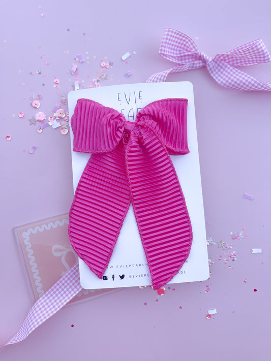 Hot Pink Crinkle Silk Oversized Bow