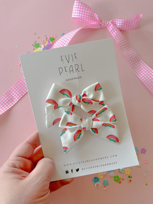 White Rainbow Small Pinwheel Pigtail Set
