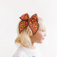 Red Leopard Black Stitching Bow