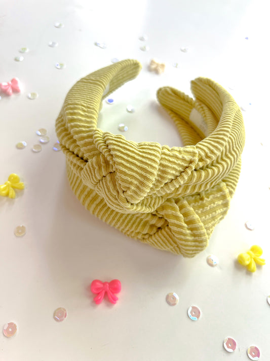 Lime Ribbed Knotted Headband