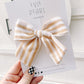 Cream & Yellow Striped Large Pinwheel Bow: Fall Neutral Hair Bow for Girls