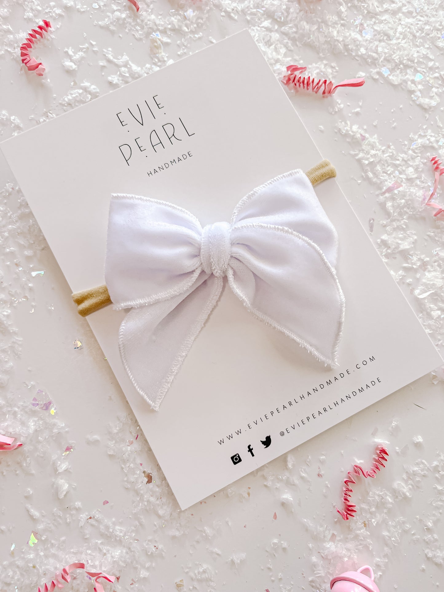 White Velvet Small Bow