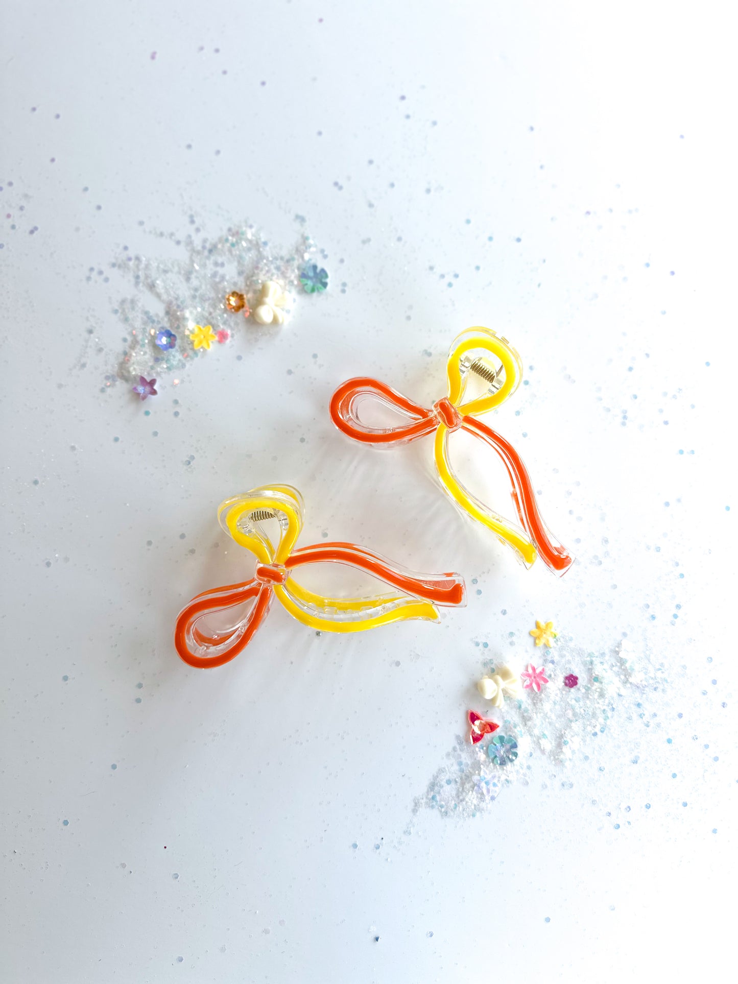 Yellow & Orange Bow Claw Clip