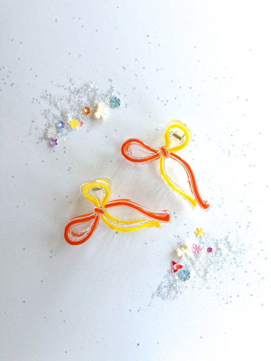Yellow & Orange Bow Claw Clip